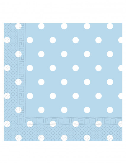 20 Lichtblauwe papieren servetten met stippen 33 x 33 cm 20 Lichtblauwe papieren servetten met stippen 33 x 33 cm