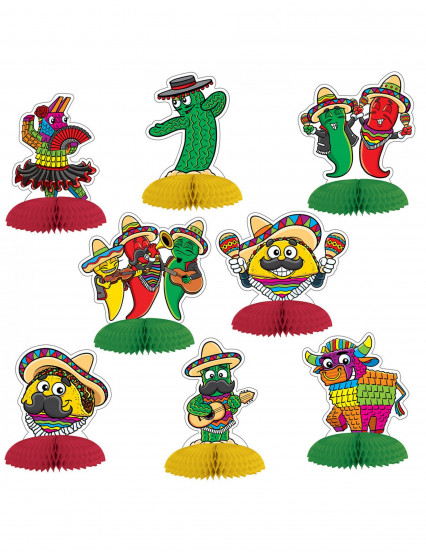 8 Mini Mexicaanse fiesta papieren centerpieces 10 cm 8 Mini Mexicaanse fiesta papieren centerpieces 10 cm