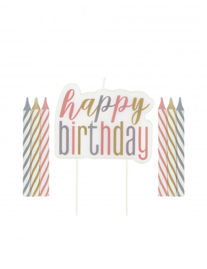 Verjaardagskaarsen happy birthday pastel Verjaardagskaarsen happy birthday pastel