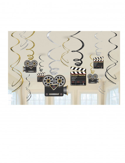 12 Kartonnen spiraalhangers metallic Hollywood 60 cm 12 Kartonnen spiraalhangers metallic Hollywood 60 cm