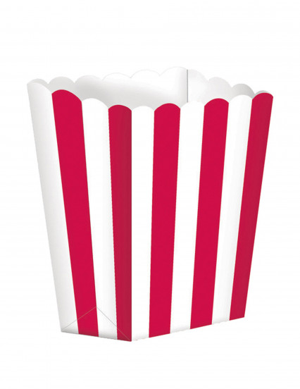 5 Rood en wit gestreepte kartonnen popcorn dozen 9 x 13 cm 5 Rood en wit gestreepte kartonnen popcorn dozen 9 x 13 cm