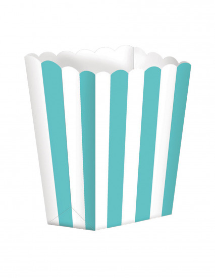 5 Mintgroen en wit gestreepte kartonnen popcorndozen 9 x 13 cm 5 Mintgroen en wit gestreepte kartonnen popcorndozen 9 x 13 cm