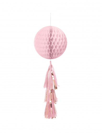 Honingraat hangende decoratie en rosé gouden kwastjes 71 cm Honingraat hangende decoratie en rosé gouden kwastjes 71 cm