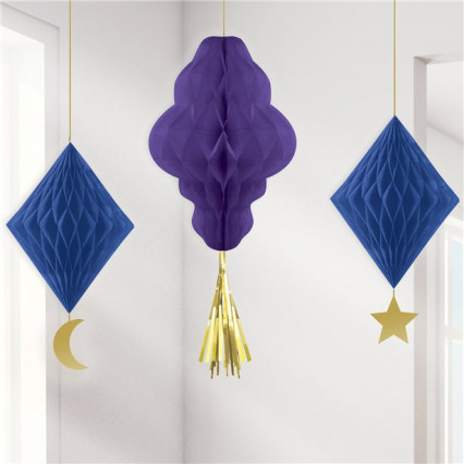 3 Duizend-en-een-nacht papieren honingraat hangende decoraties 3 Duizend-en-een-nacht papieren honingraat hangende decoraties