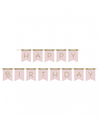 Kartonnen slinger happy birthday koninklijke zwaan roze 2;1 m Kartonnen slinger happy birthday koninklijke zwaan roze 2;1 m