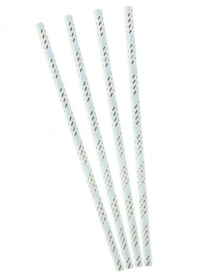 10 Kartonnen rietjes blauw met goud metallic strepen 19;5 cm 10 Kartonnen rietjes blauw met goud metallic strepen 19;5 cm