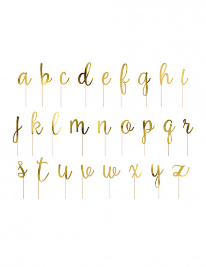 Houten taarttopper set met metallic gouden letters 9;5 - 12 cm Houten taarttopper set met metallic gouden letters 9;5 - 12 cm