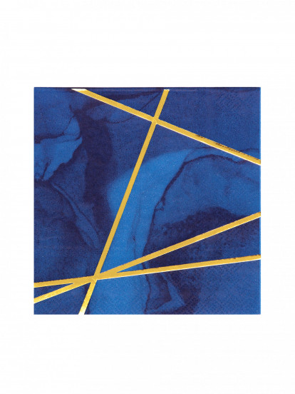 16 Kleine papieren servetten marmer blauw en goud 33 x 33 cm 16 Kleine papieren servetten marmer blauw en goud 33 x 33 cm