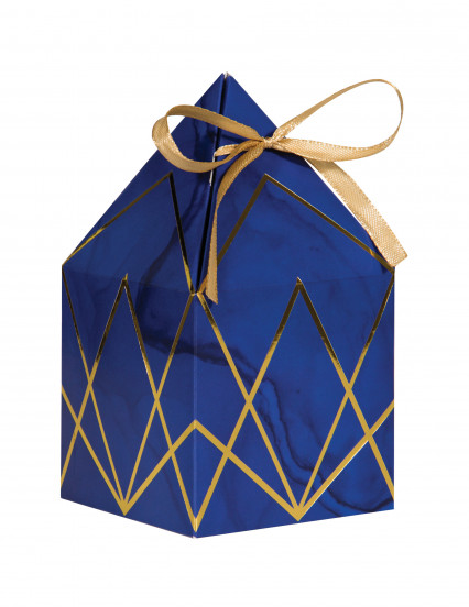 8 Kartonnen doosjes marmer blauw en goud met linten 8 x 15 cm 8 Kartonnen doosjes marmer blauw en goud met linten 8 x 15 cm