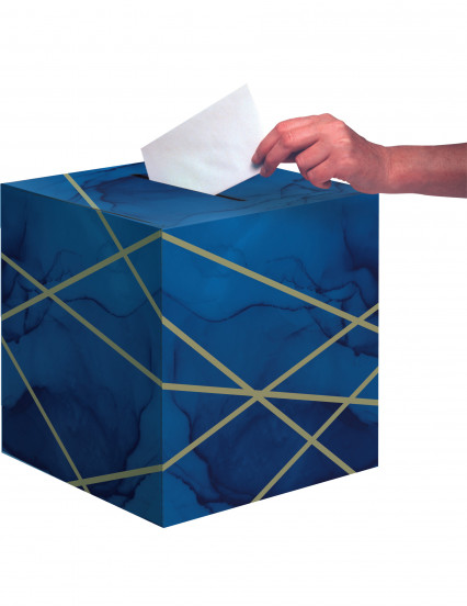 Kartonnen enveloppendoos marmer blauw en goud 30 x 30 cm Kartonnen enveloppendoos marmer blauw en goud 30 x 30 cm