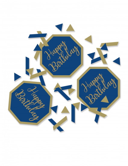 Tafelconfetti happy birthday marmer blauw en goud 14 g Tafelconfetti happy birthday marmer blauw en goud 14 g