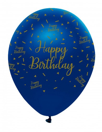 6 Latex ballonnen happy birthday marmer blauw en goud 30 cm 6 Latex ballonnen happy birthday marmer blauw en goud 30 cm