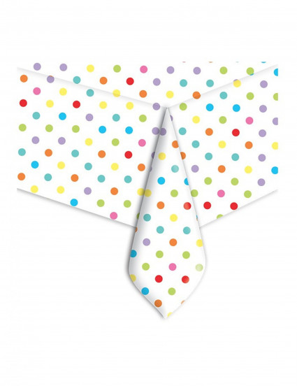 Veelkleurig polka dot plastic tafelkleed 140 x 270 cm Veelkleurig polka dot plastic tafelkleed 140 x 270 cm