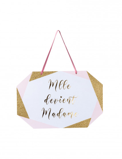 Kartonnen bord Miss wordt mevrouw roze wit goud 25 x 16.5 cm Kartonnen bord Miss wordt mevrouw roze wit goud 25 x 16.5 cm
