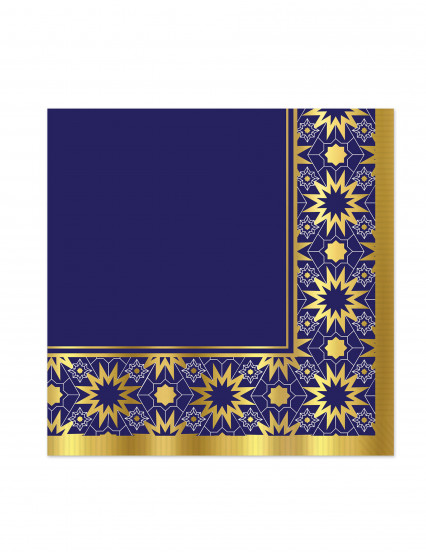 16 Eid Mubarak blauwe en gouden papieren servetten 33 x 33 cm 16 Eid Mubarak blauwe en gouden papieren servetten 33 x 33 cm
