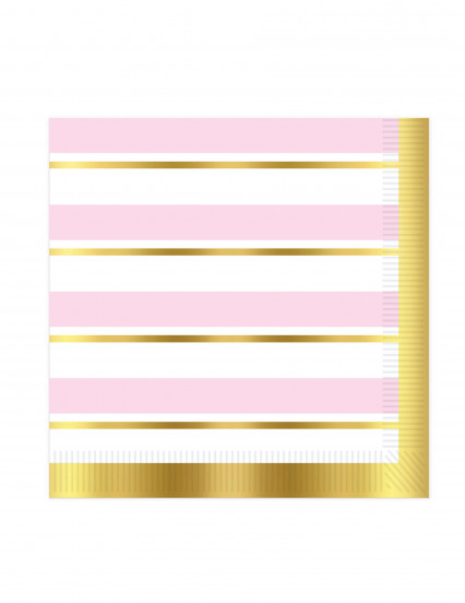 16 Papieren servetten met roze en witte strepen 33 x 33 cm 16 Papieren servetten met roze en witte strepen 33 x 33 cm