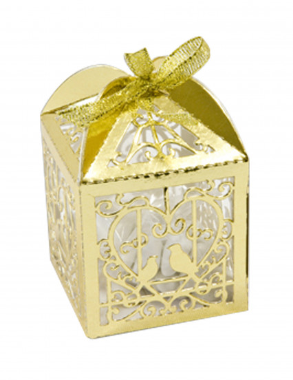 10 Kartonnen doosjes hart en duiven metallic goud 5 x 7;5 cm 10 Kartonnen doosjes hart en duiven metallic goud 5 x 7;5 cm