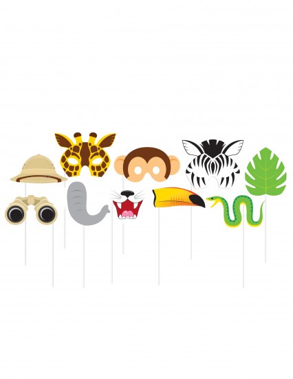 Photobooth set Jungle Safari 10 accessoires Photobooth set Jungle Safari 10 accessoires