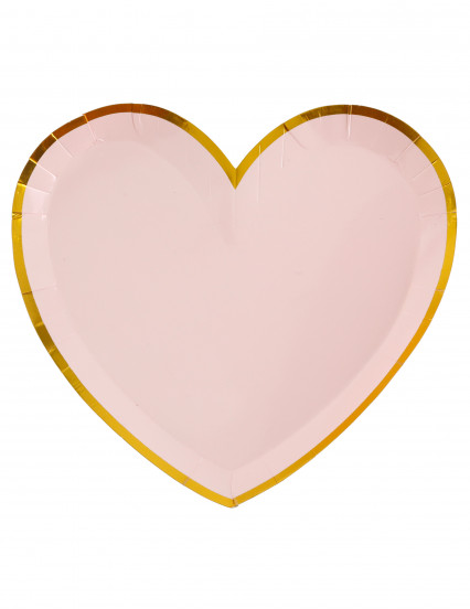 10 Hartvormige kartonnen borden roze en goud 22;5 x 20 cm 10 Hartvormige kartonnen borden roze en goud 22;5 x 20 cm