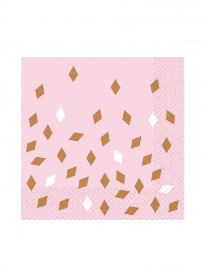 16 Roze papieren servetten confetti goudroze 33 x 33 cm 16 Roze papieren servetten confetti goudroze 33 x 33 cm