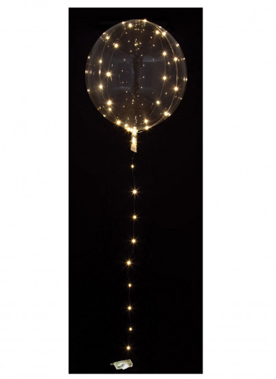 Bubbelballon kristal transparant met witte LEDs 25-30 cm Bubbelballon kristal transparant met witte LEDs 25-30 cm