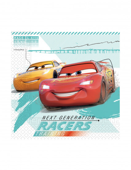 20 Composteerbare papieren servetten Cars 3™ 33 x 33 cm 20 Composteerbare papieren servetten Cars 3™ 33 x 33 cm