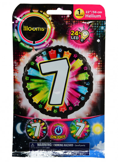 Nummer 7 veelkleurige LED Illooms® folieballon 50 cm Nummer 7 veelkleurige LED Illooms® folieballon 50 cm