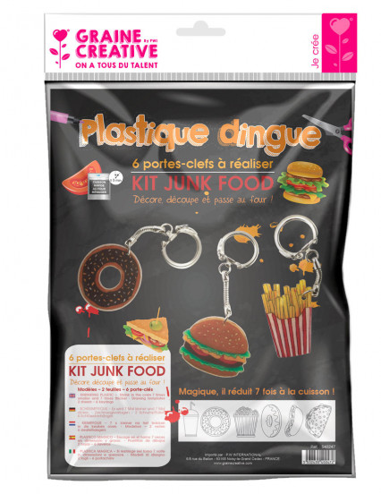 Plastic set 6 sleutelhangers Junk food Plastic set 6 sleutelhangers Junk food