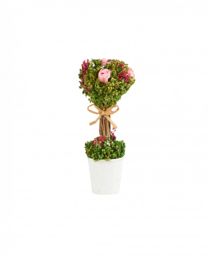Compositie van gedroogde bloemen en witte rozen met steel in een pot 18 cm X 8 cm Compositie van gedroogde bloemen en witte rozen met steel in een pot 18 cm X 8 cm