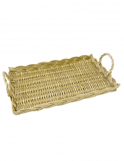 Dienblad met handvatten in behandeld wilgenhout 42 x 26 cm Dienblad met handvatten in behandeld wilgenhout 42 x 26 cm