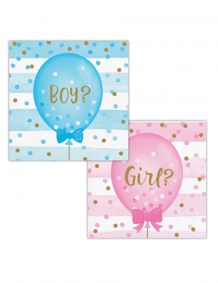 16 Kleine roze en blauwe Gender reveal papieren servetten 25 x 25 cm 16 Kleine roze en blauwe Gender reveal papieren servetten 25 x 25 cm