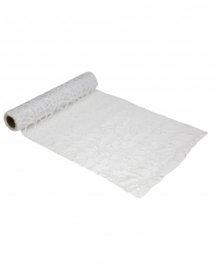 Tafelloper in organza zeebodem iriserende pailletten 28 cm x 3 m Tafelloper in organza zeebodem iriserende pailletten 28 cm x 3 m