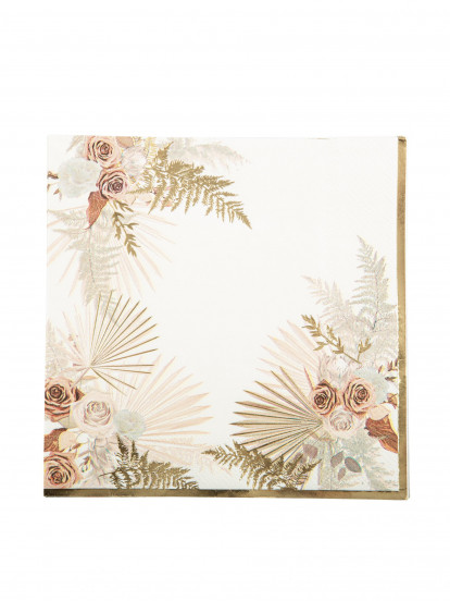 16 Boheemse bloemen papieren servetten met gouden rand 33 x 33 cm 16 Boheemse bloemen papieren servetten met gouden rand 33 x 33 cm